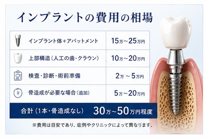 インプラントの費用相場(内訳)
