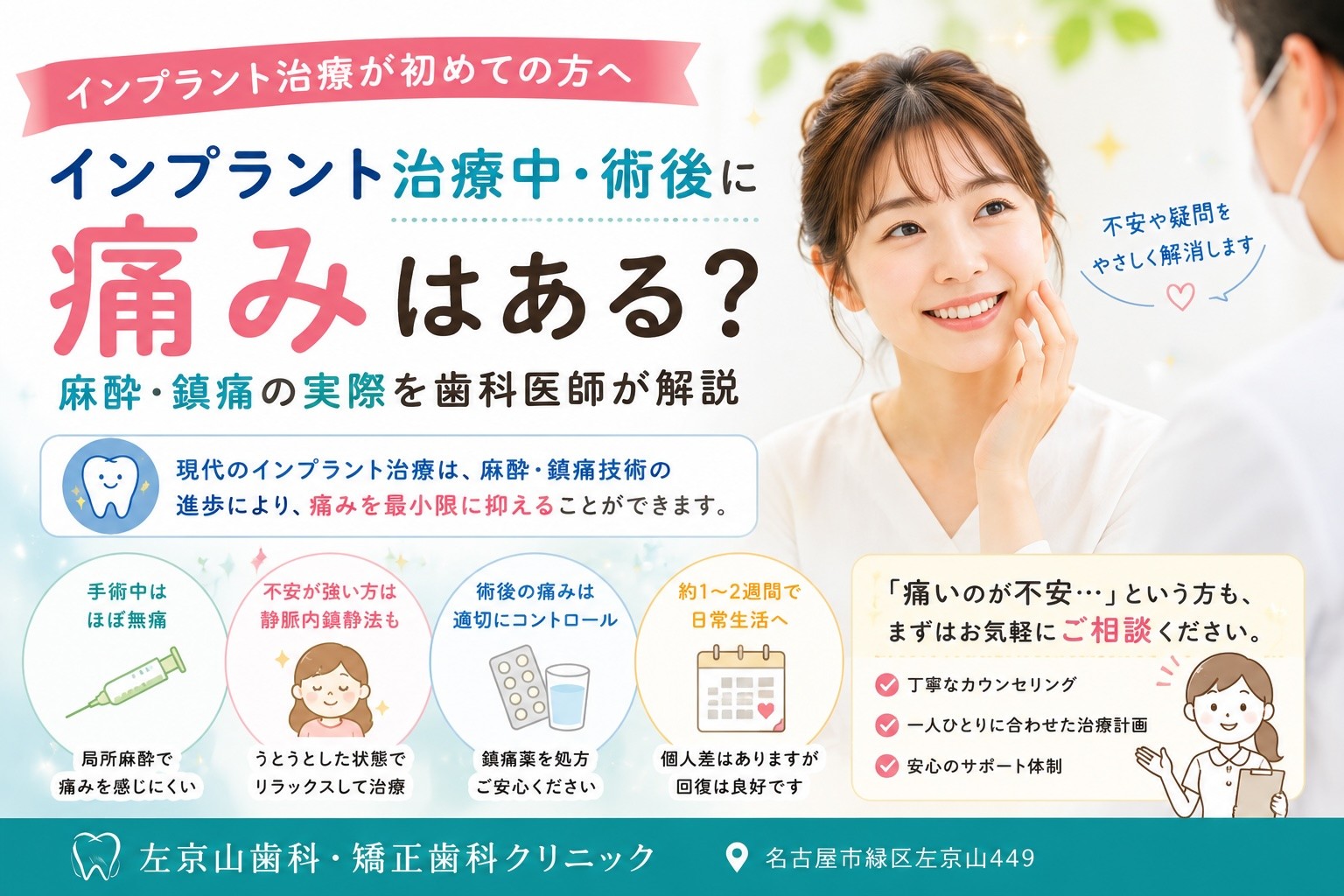 インプラント治療中・術後に痛みはある?麻酔・鎮痛の実際を歯科医師が解説