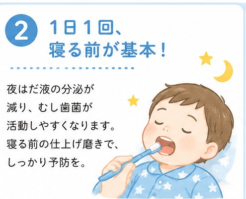 1日1回、寝る前が基本