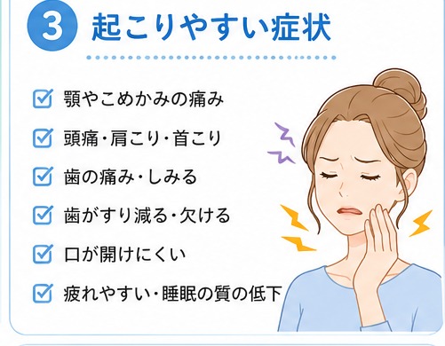 食いしばりで起こりやすい症状のチェックリスト