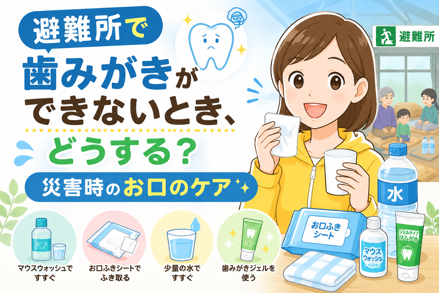 避難所で歯みがきができないとき、どうする？災害時のお口のケア