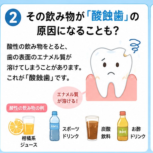 その飲み物が酸蝕歯の原因になることも