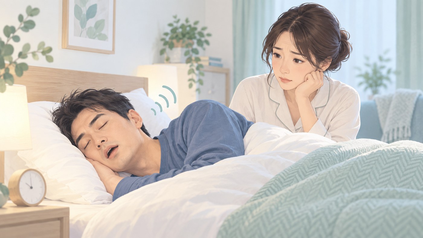 いびきを指摘される様子