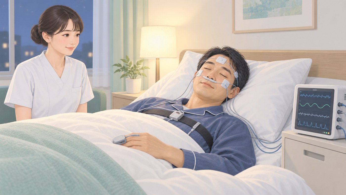 睡眠検査を受ける様子